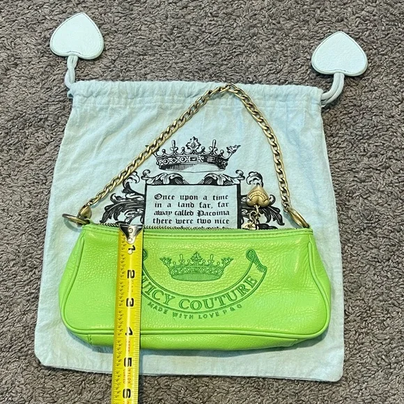 Juicy Couture Y2K VINTAGE Neon Green small bag with Gold Chain